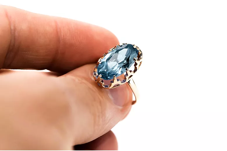 Original Vintage 14K Rose Gold Aquamarine Ring Vintage vrc253r