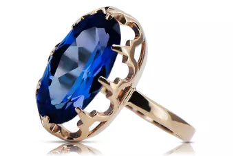 Zafiro Oro rosa antiguo original de 14k Anillo Vintage vrc253r