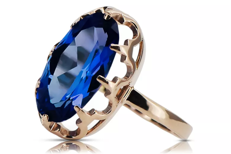 Ring Vintage style Sapphire Original Vintage 14K Rose Gold vrc253r