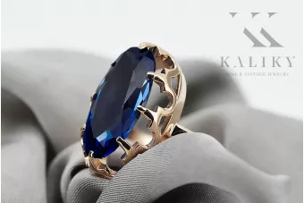 Пръстен Сапфир Оригинално ретро 14k розово злато Винтидж стил vrc253r