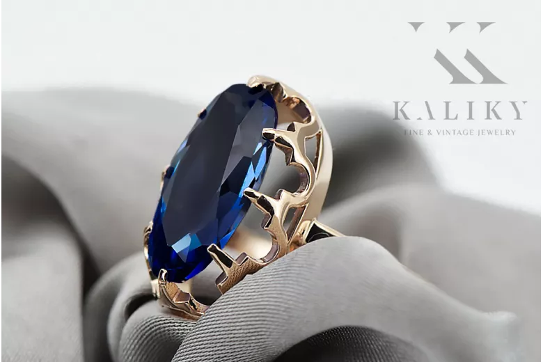 Ring Vintage style Sapphire Original Vintage 14K Rose Gold vrc253r