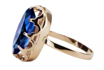 Кольцо Сапфир Оригинальное винтажное розовое золото 14 карат Винтаж стиль vrc253r