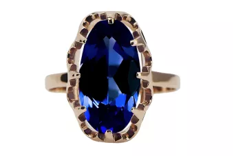 Zafiro Oro rosa antiguo original de 14k Anillo Vintage vrc253r