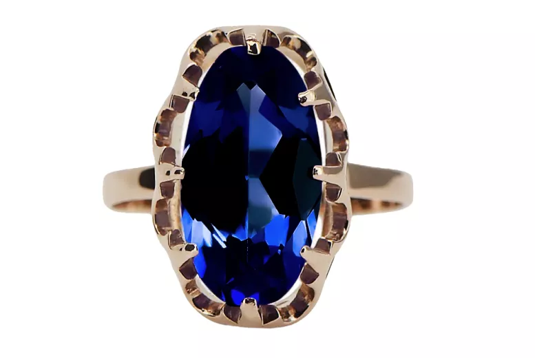 Ring Vintage style Sapphire Original Vintage 14K Rose Gold vrc253r