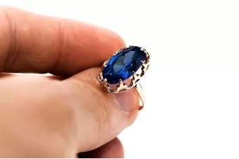 Пръстен Сапфир Оригинално ретро 14k розово злато Винтидж стил vrc253r