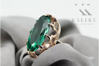 الذهب الوردي الأصلي الزمرد خاتم مجوهرات فينتاج vrc253r