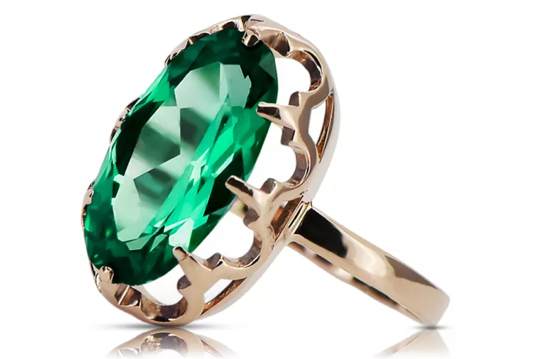 Original Vintage 14K Rose Gold Emerald Ring Vintage Jewlery vrc253r