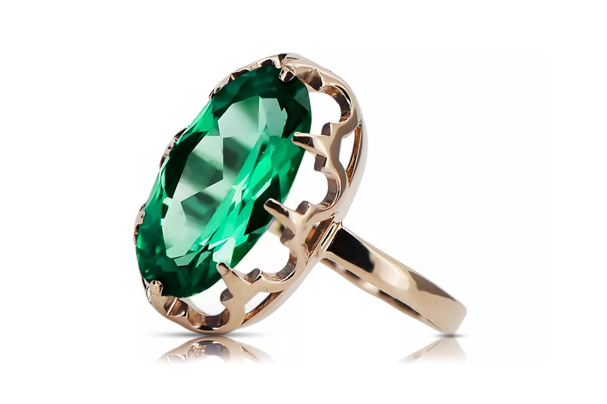 Original Vintage 14K Rose Gold Emerald Ring Vintage Jewlery vrc253r Original Vintage 14K Rose Gold Emerald Ring Vintage Jewlery vrc253r