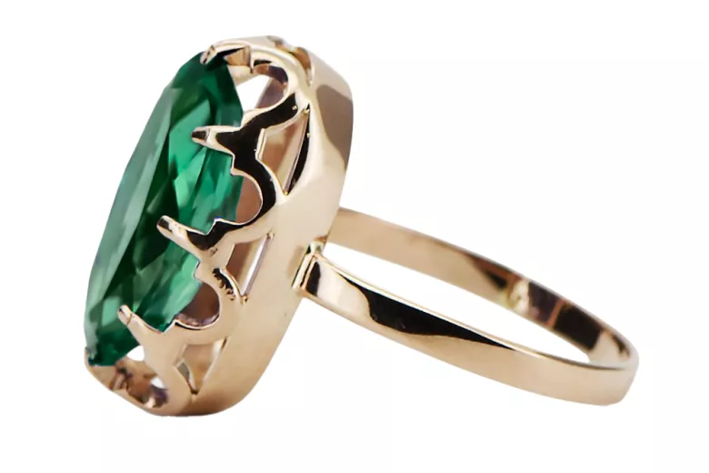 Original Vintage 14K Rose Gold Emerald Ring Vintage Jewlery vrc253r