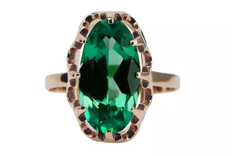 Anillo Artesanía vintage Esmeralda Oro rosa antiguo original de 14k vrc253r