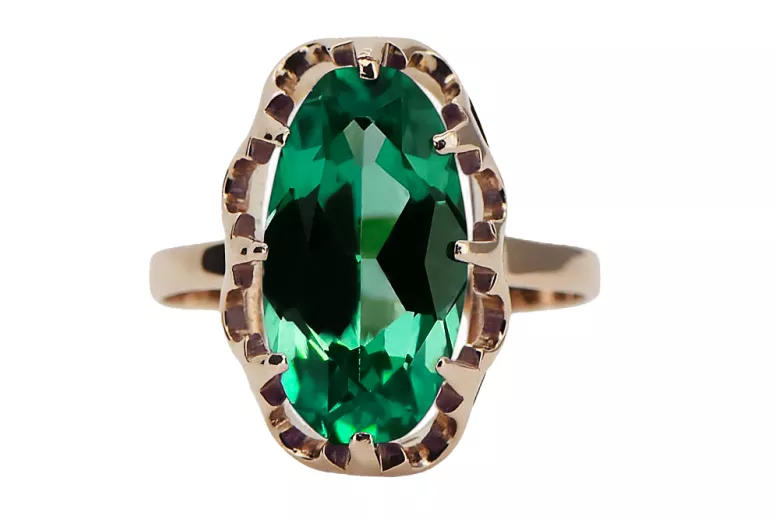 Original Vintage 14K Rose Gold Emerald Ring Vintage Jewlery vrc253r