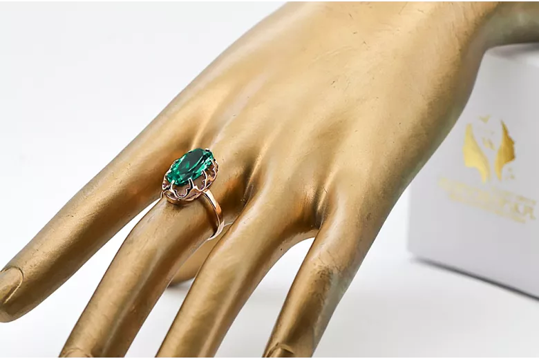 Original Vintage 14K Rose Gold Emerald Ring Vintage Jewlery vrc253r