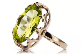 Ring Gelber Peridot Originales Vintage-Roségold aus 14 Karat Vintage Handwerk vrc253r