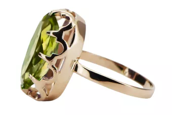 Žiedas Geltonasis peridotas Originalus 14k rožinio aukso vintage Vintage vrc253r