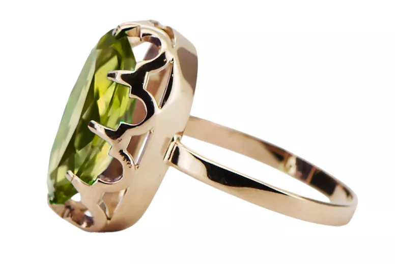 Ring Gelber Peridot Originales Vintage-Roségold aus 14 Karat Vintage Handwerk vrc253r