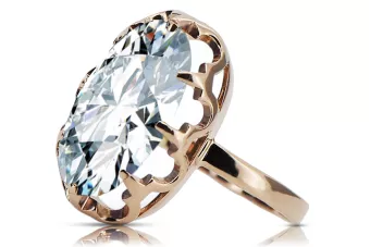 Inel Zircon Original vintage din aur roz de 14k Stil Vintage vrc253r