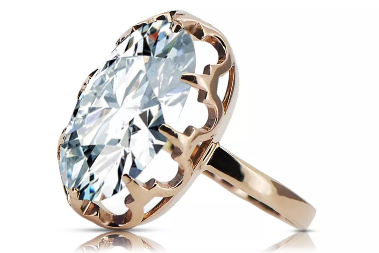 Vintage craft Ring Zircon Original Vintage 14K Rose Gold vrc253r