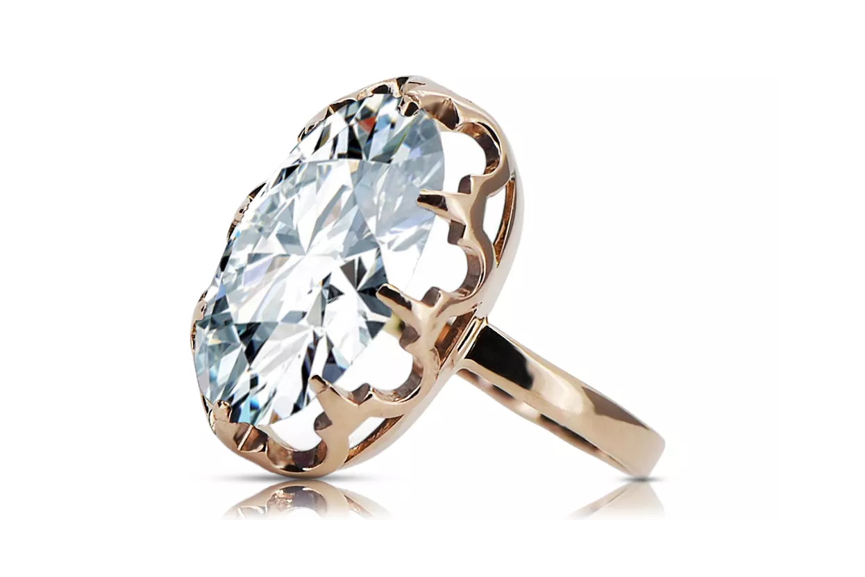 Inel Zircon Original vintage din aur roz de 14k Stil Vintage vrc253r Inel Zircon Original vintage din aur roz de 14k Stil Vintage vrc253r