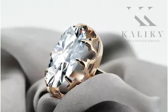 Винтидж крафт Пръстен Циркон Оригинално ретро 14k розово злато vrc253r