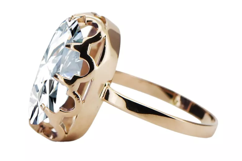 Vintage craft Ring Zircon Original Vintage 14K Rose Gold vrc253r