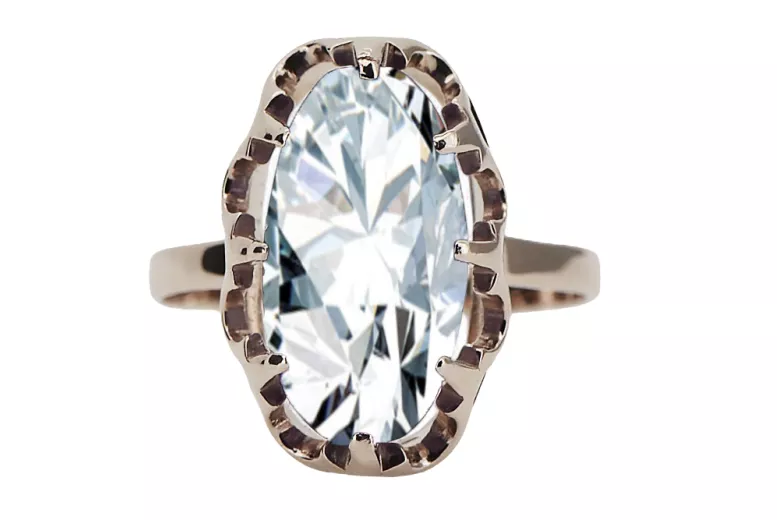 Vintage craft Ring Zircon Original Vintage 14K Rose Gold vrc253r
