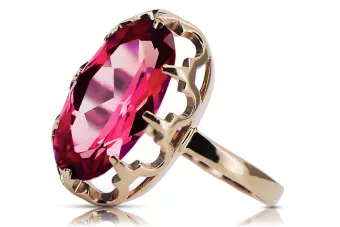 Рубін Оригінальне вінтажне рожеве золото 14 карат Каблучка Вінтаж вироби vrc253r