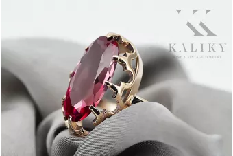 الذهب الوردي الأصلي الروبين خاتم مجوهرات فينتاج vrc253r