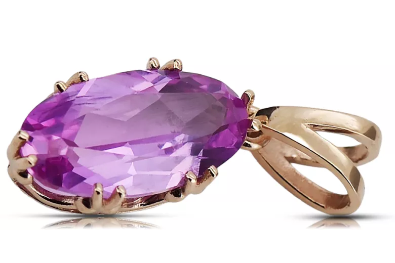 Pendant Vintage style Amethyst Original Vintage 14K Rose Gold vpc019r
