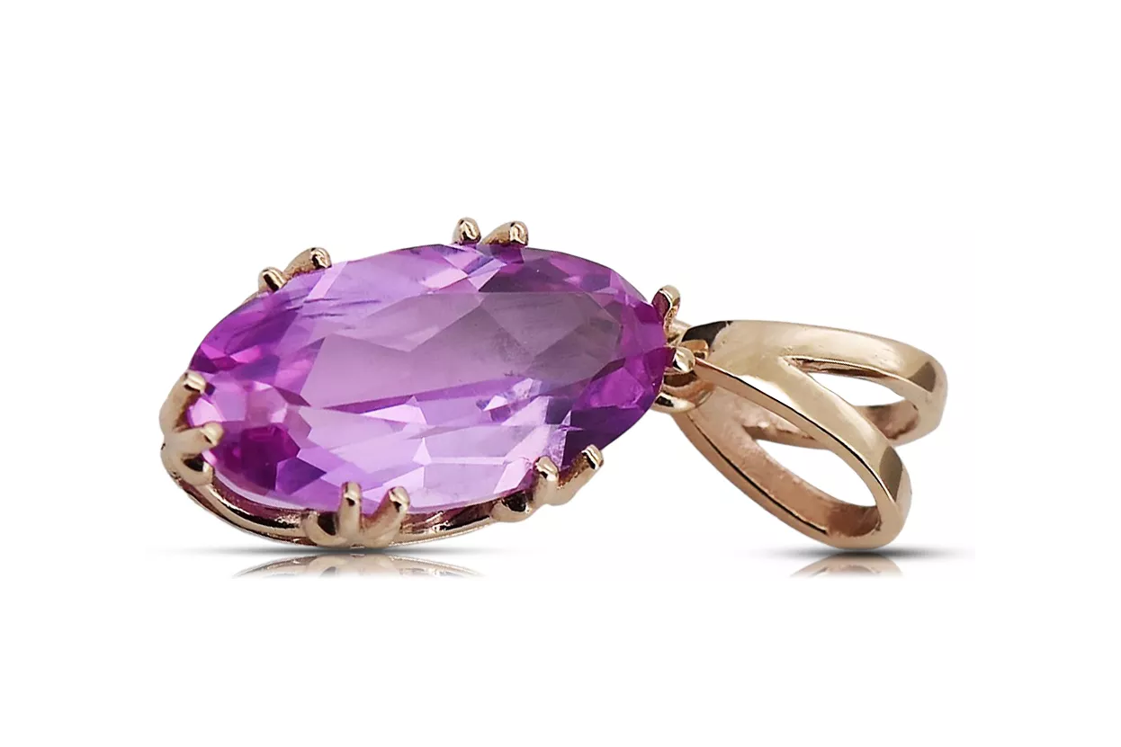 Pendant Vintage style Amethyst Original Vintage 14K Rose Gold vpc019r