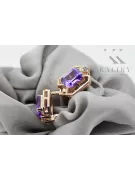 Kolczyki z różowego czerwonego 14k złota 585 z aleksandrytem i brylantem vec020r Vintage