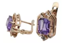 Rose pink 14k 585 gold alexandrite diamond earrings vec020r Vintage Russian Soviet style