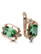 Emerald diamonds Vintage Earrings craft Original 14K Rose Gold vec020r