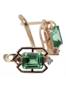 Emerald diamonds Vintage Earrings craft Original 14K Rose Gold vec020r