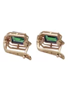 Emerald diamonds Vintage Earrings craft Original 14K Rose Gold vec020r