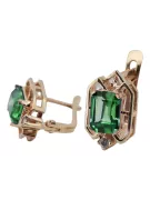 Emerald diamonds Vintage Earrings craft Original 14K Rose Gold vec020r