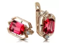 Ruby diamonds Vintage Earrings craft Original 14K Rose Gold vec020r