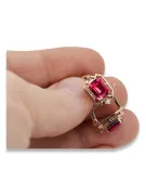 Ruby diamonds Vintage Earrings craft Original 14K Rose Gold vec020r