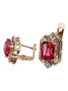 Ruby diamonds Vintage Earrings craft Original 14K Rose Gold vec020r