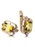 Geltonųjų peridotų deimantai Vintažiniai auskarai su originaliais 14 karatų rožinio aukso auskarais vec020r