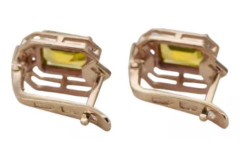 Винтидж обеци с жълти диаманти от перидот, оригинални, 14-каратово розово злато, vec020r