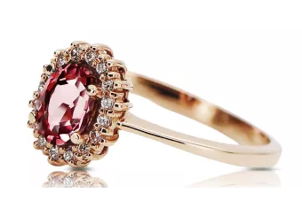 خاتم الروبين الذهب الوردي الأصلي حرف يدوية فينتاج crc009r