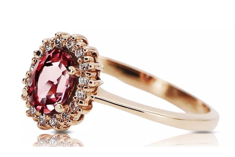 Anneau Rubis Or rose 14 carats vintage d'origine Artisanat vintage crc009r