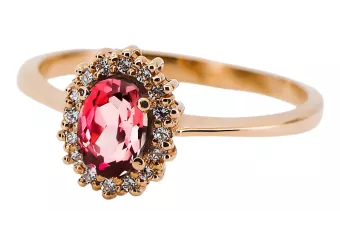 Vintage Handwerk Ring Rubinrot Originales Vintage-Roségold aus 14 Karat crc009r