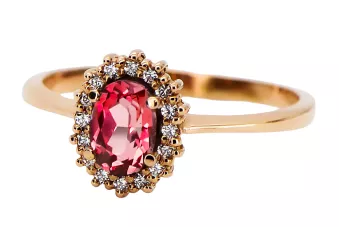 Rubin Original vintage din aur roz de 14k Inel Vintage bijuterii crc009r