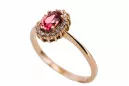 Anneau Rubis Or rose 14 carats vintage d'origine Artisanat vintage crc009r