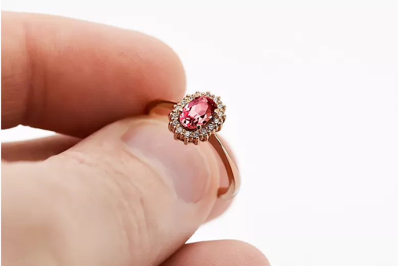 Vintage Handwerk Ring Rubinrot Originales Vintage-Roségold aus 14 Karat crc009r