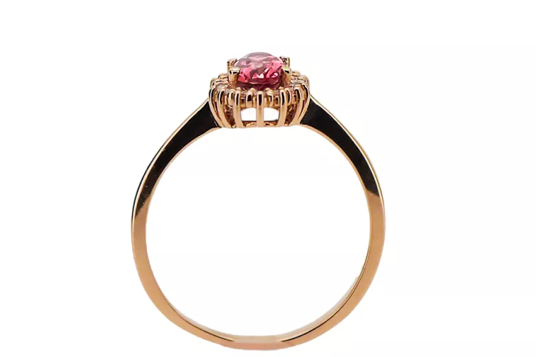 Vintage Handwerk Ring Rubinrot Originales Vintage-Roségold aus 14 Karat crc009r