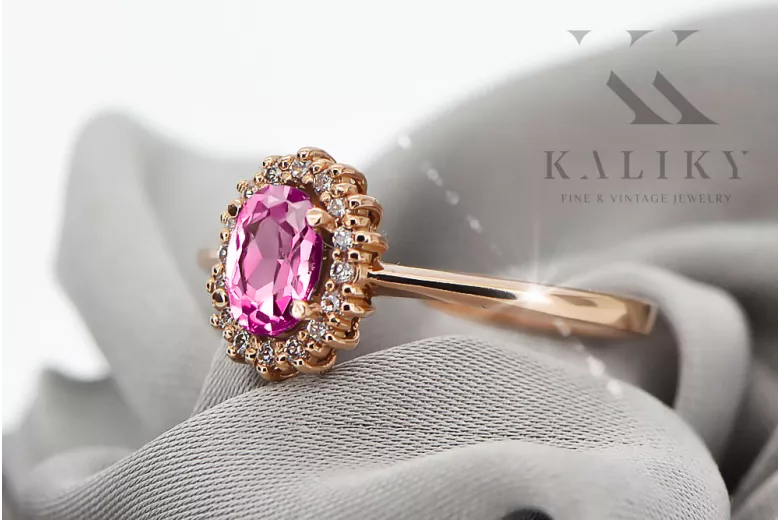 Amatista Oro rosa antiguo original de 14k Anillo Estilo vintage crc009r