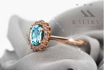 Aquamarine Original Vintage 14K Rose Gold Ring Vintage craft crc009r