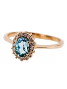 Anneau Artisanat vintage Aigue-marine Or rose 14 carats vintage d'origine crc009r
